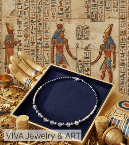 NASZYJNIK Z HEMATYTÓW I SREBRA