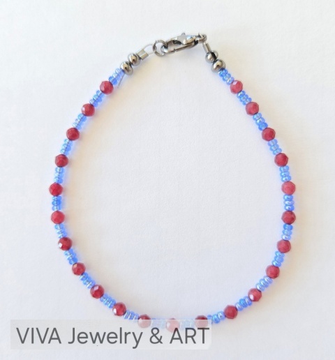 BRANSOLETKA ,,BŁĘKIT TONI" Z CZERONEGO CHALCEDONU