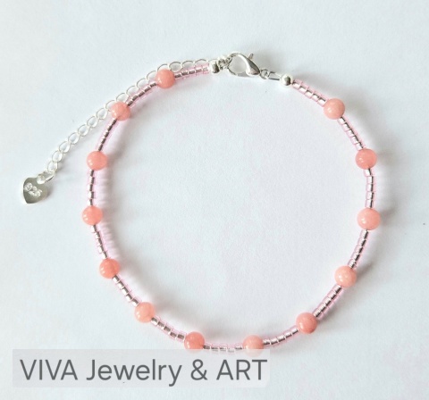 BRANSOLETKA ,,ECHO ZACHODU" Z CHALCEDONU RÓŻOWEGO