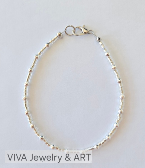 BRANSOLETKA ,,GWIEZDNY PYŁ" Z KULECZEK FASETOWANEGO HEMATYTU