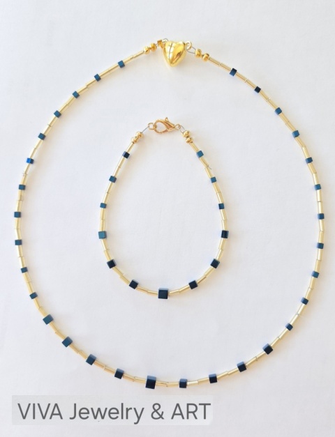 KOMPLET ,,KLEJNOT NILU" Z NIEBIESKICH HEMATYTÓW