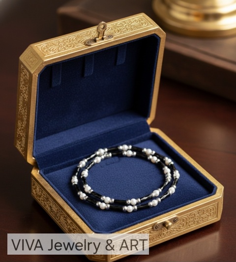 NASZYJNIK Z PEREŁ I SREBRA