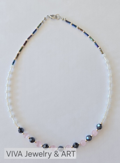 NASZYJNIK ,,KWIAT JABŁONI" Z HEMATYTÓW I SREBRA