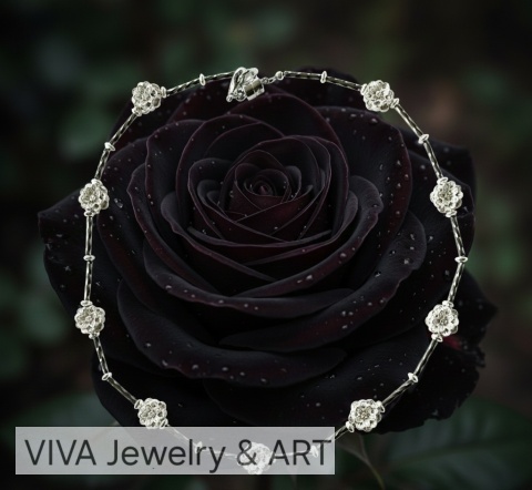 NASZYJNIK Z HEMATYTÓW I SREBRA