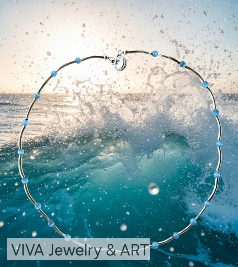 NASZYJNIK Z AKWAMARYNU I SREBRA