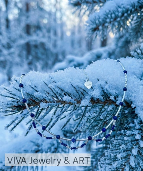 NASZYJNIK Z LAPIS LAZULI I SREBRA